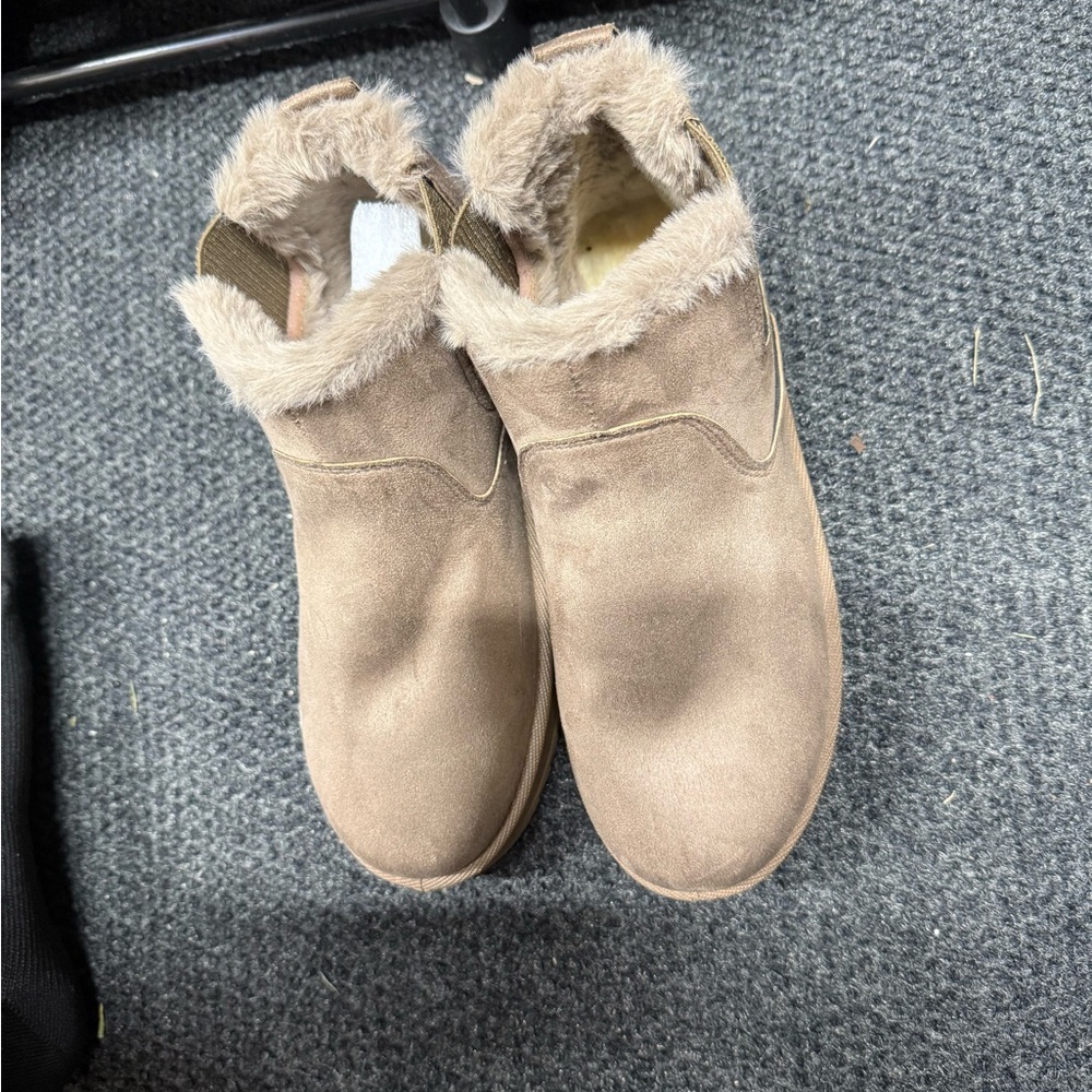 Women's Tan Fur-Lined Ankle Boots